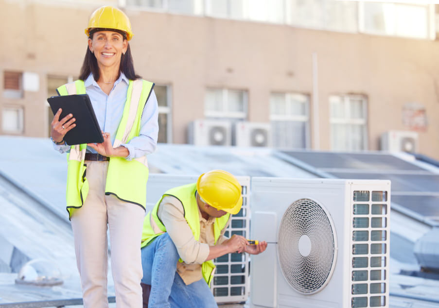 air conditioner building maintenance and teamwork 2023 01 11 20 08 49 utc 12